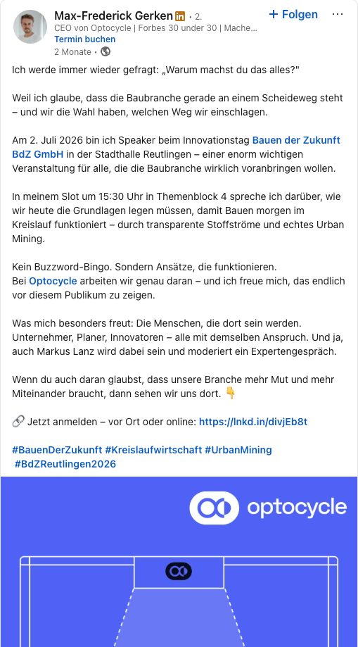 Der vollständige Beitrag zur Veranstaltung in der LinkedIn-Ansicht